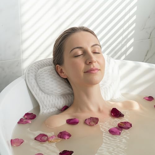 Bathtub Pillow for Neck and Back Support, Soft 4D Bath Pillow Tub Headrest Beauty and Personal Care Veylix