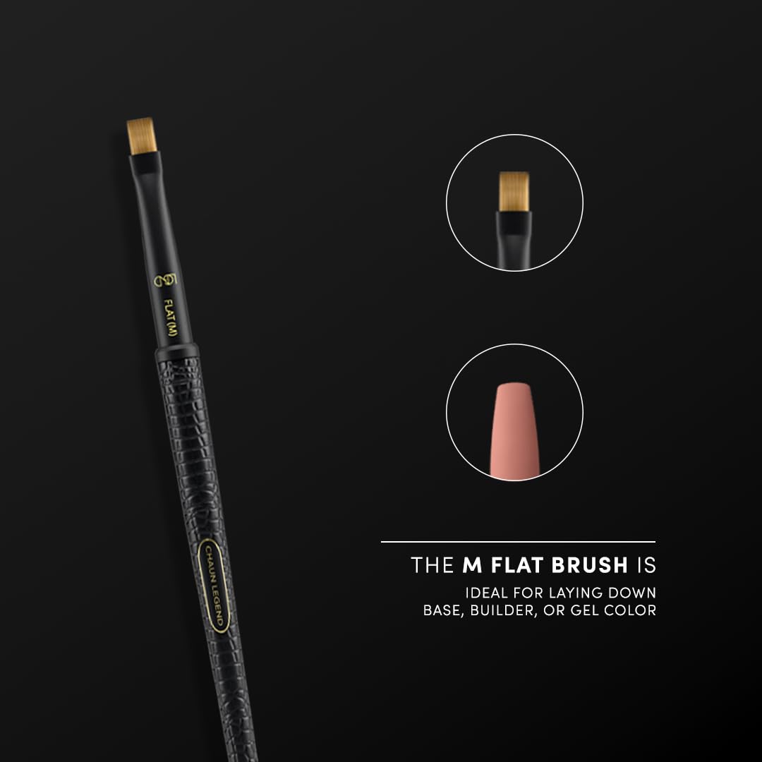 Chaun Legend Nail Art Brush - M Flat (Compact Square tip for base builder or gel)