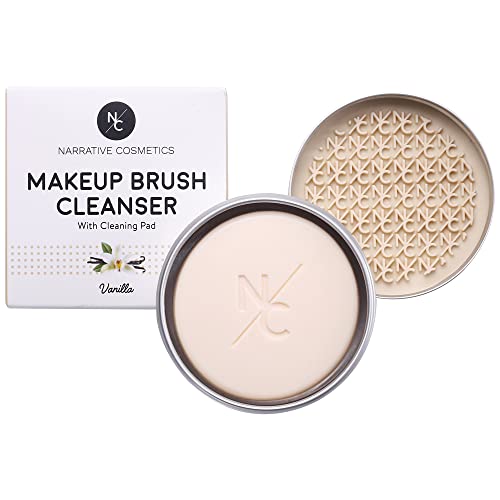 Narrative Cosmetics Solid Makeup Brush Cleanser Soap with Silicone Cleaning Pad, Cleans Natural & Synthetic Brushes, Vegan, Cruelty-Free, Natural Beauty & Personal Care Narrative Cosmetics