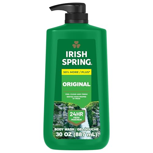 Irish Spring Original Moisturizing Body Wash for Men, 24-Hour Fresh, Face and Body Wash, Biodegradable Ingredients, Paraben Free, Cool Fresh Scent, 30 Beauty & Personal Care Irish Spring