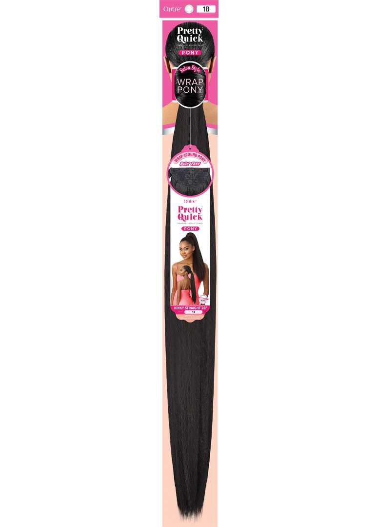 Outre Pretty Quick - Wrap Pony - Kinky Straight 28" (OFF BLACK 1B)