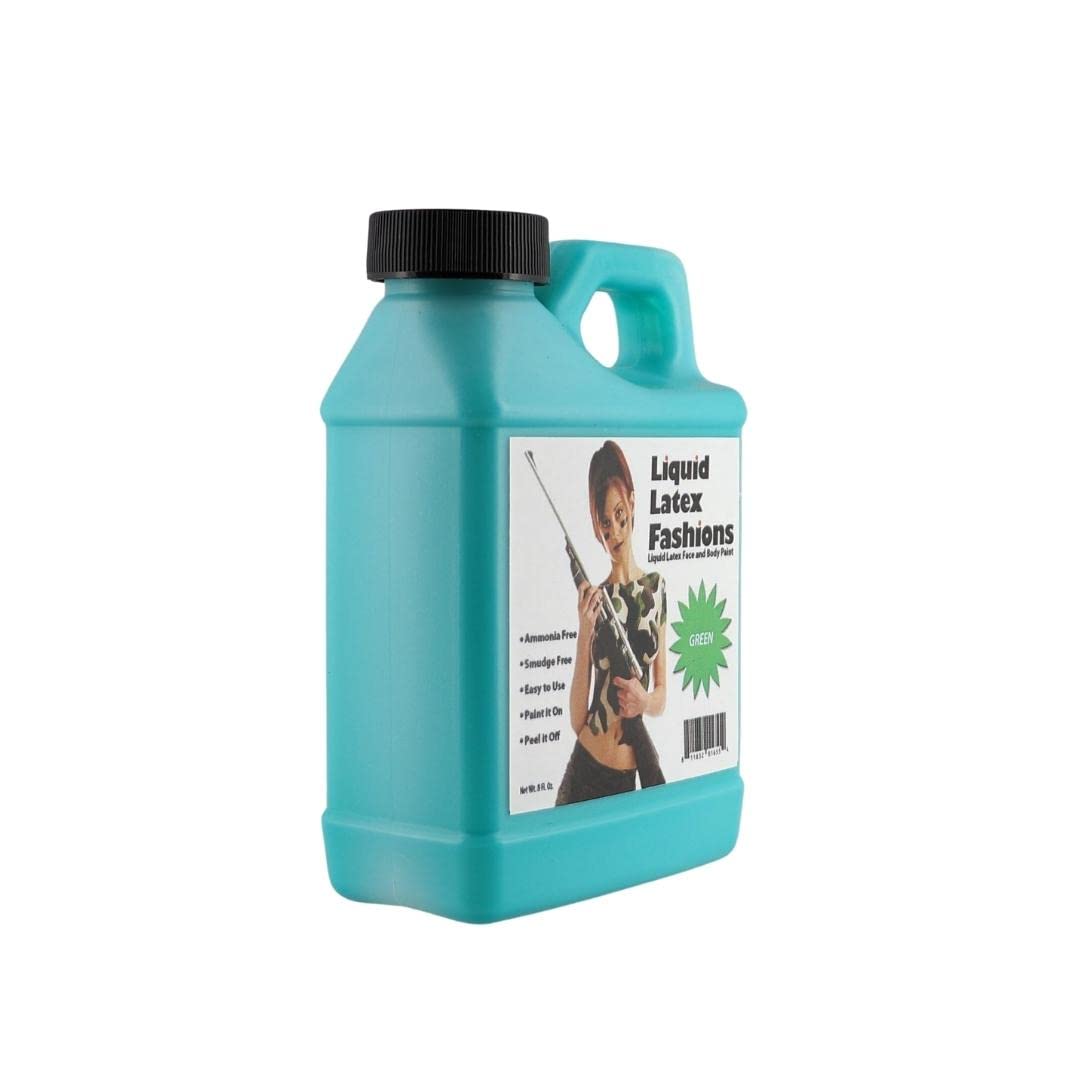 Green 8 Oz - Liquid Latex Body Paint, Ammonia Free No Odor, Easy On and Off, Cosplay Makeup, Creates Professional Monster, Zombie Arts Beauty & Personal Care Liquid Latex Fashions