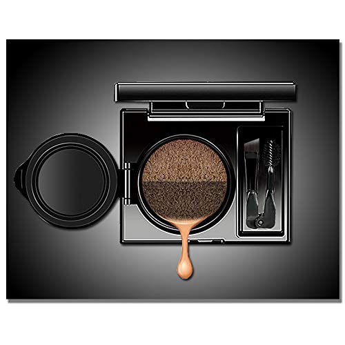 2 Colors Waterproof Air Cushion Eyebrow Cream Powder Makeup with Duo 2 End Eyebrow Brushes (Dark Brow Set) Beauty & Personal Care Inspired Capital L