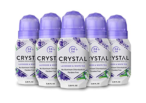 CRYSTAL Deodorant Mineral Deodorant Roll-On, Lavender & White Tea 2.25 oz (Pack of 5) SG_B002F8I8VS_US Beauty and Personal Care Crystal Essence