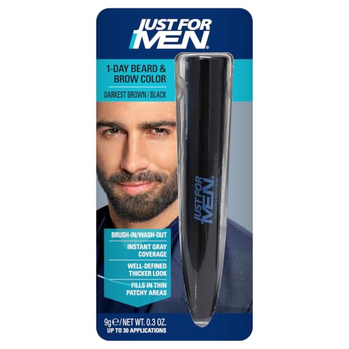 JUST FOR MEN 1-Day Beard & Brow Color, Temporary Color, Darkest Brown/Black