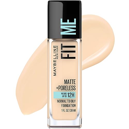Maybelline Fit Me Matte + Poreless Liquid Oil-Free Foundation Makeup, Light Beige, 1 Count (Packaging May Vary) Beauty & Personal Care MAYBELLINE