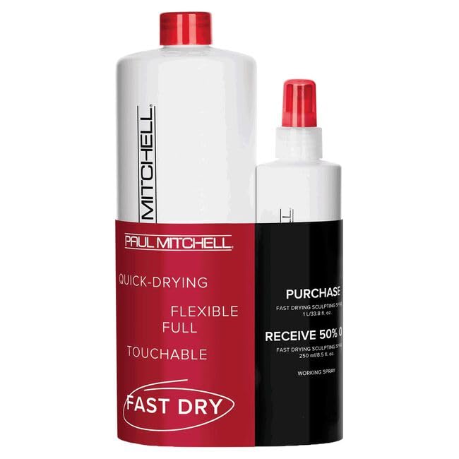 Paul Mitchell Fast Drying Sculpting Spray, Medium Hold, Touchable Finish, For All Hair Types, 33.8 Fl Oz + Mini 8.5 Fl Oz Beauty & Personal Care Paul Mitchell