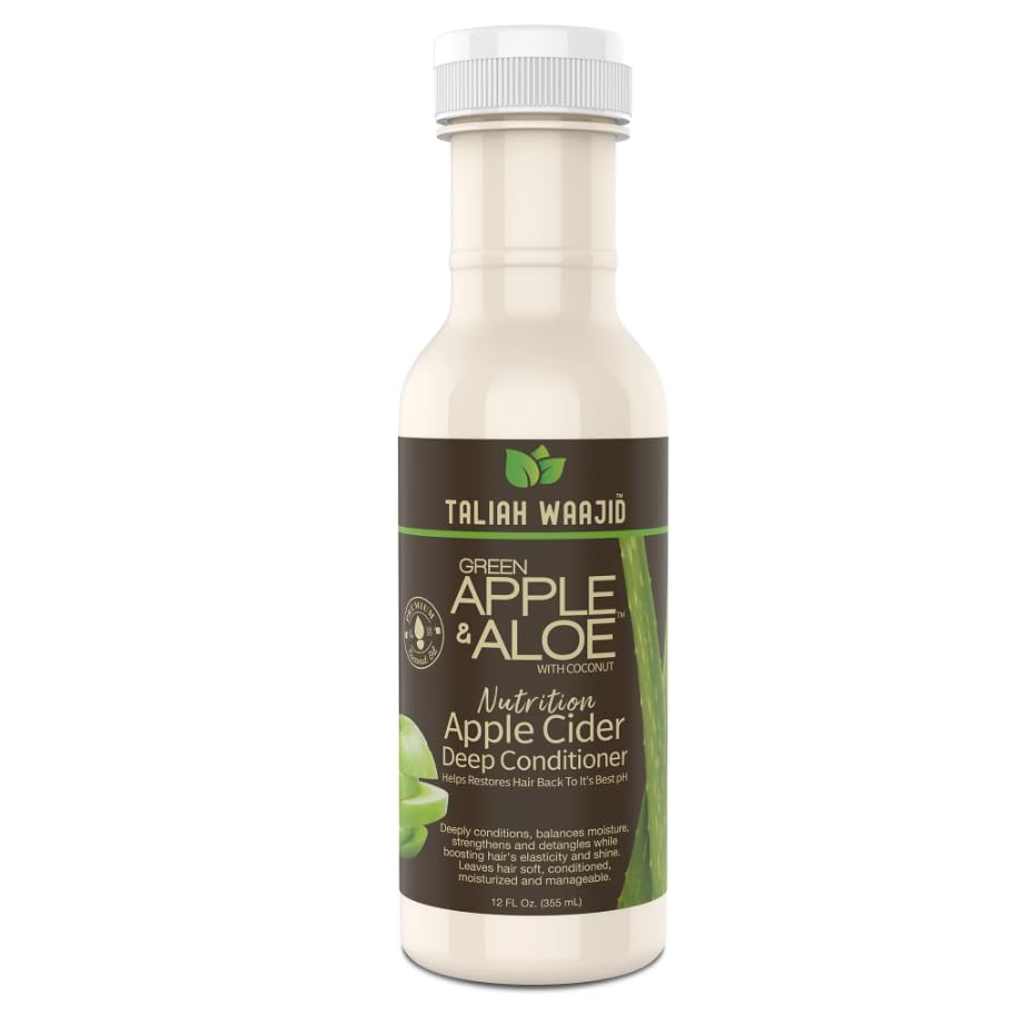 Taliah Waajid Green Apple Aloe with Coconut Nutrition Apple Cider Deep Conditioner | Curl Conditioner Vitamins, Protein Formula | Softer, Smoother