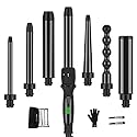 Curling Iron,PARWIN PRO BEAUTY 7 in 1 Curling Wand Set with 7 Interchangeable Barrels and Heat Protective Glove Auto Shut Off Dual Voltage Beauty & Personal Care PARWIN PRO BEAUTY