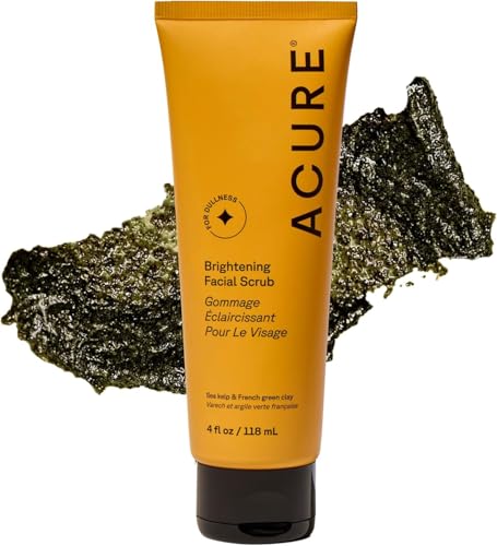Acure Brightening Facial Scrub - Exfoliating Face Wash, Gentle Daily Scrubber & Exfoliator for Women & Men for Radiant Skin, Cleansing Wash with Sea Beauty & Personal Care Acure