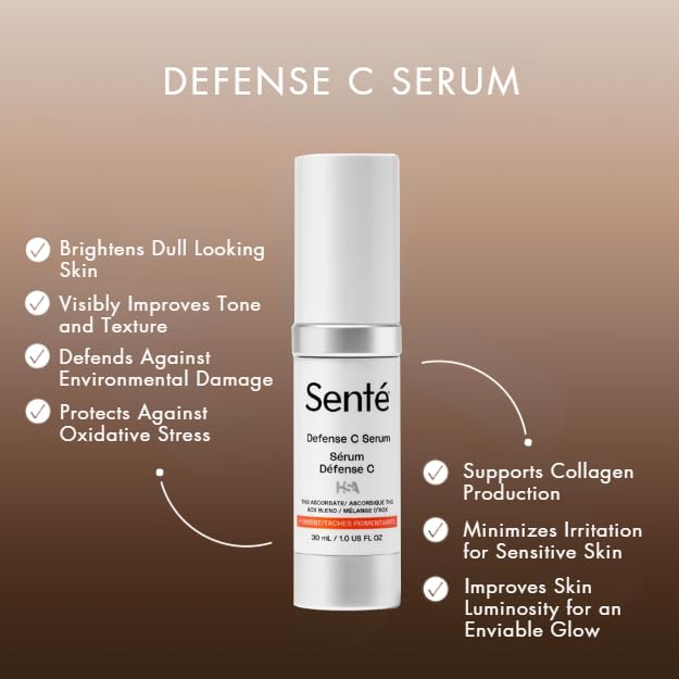 Senté Defense C Serum | Vitamin C Serum for Sensitive Skin | Helps Improve Tone, Texture & Radiance | Antioxidant-Rich Formula | 1 Fl Oz Beauty & Personal Care Sente
