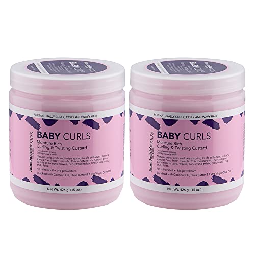 Aunt Jackie's Kids Baby Curls, Moisture Rich Curling and Twisting Custard for Naturally Curly, Coily and Wavy Hair, 15 oz, 2 Pack Beauty & Personal Care Aunt Jackie's