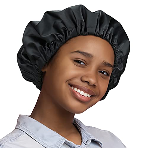 Kids Shower Cap for Girls and Boys with Curly Hair, Braids, Dreadlocks, Twists Dark Black Beauty and Personal Care Heerf