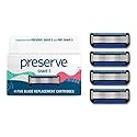 Preserve Shave 5 Razor Blades Refills - 5 Blade Razors for Men & Women - Ceramic Coated Shavers for Comfort with Aloe-Cocoa Butter Strip - Reusable Beauty & Personal Care Preserve