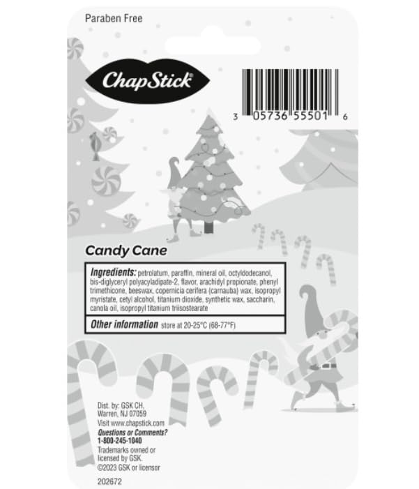 ChapStick Bulk Lip Balm Candy Cane, Lip Care Tubes, 0.45 oz, 216 ct case Beauty and Personal Care ChapStick