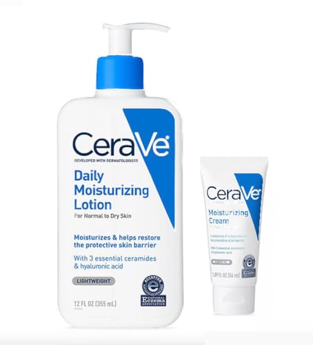 CeraVe Daily Moisturizing Lotion for Dry Skin | Body Lotion & Facial Moisturizer with Hyaluronic Acid and Ceramides | Fragrance Free 12 oz with 1.89oz Beauty & Personal Care CeraVe