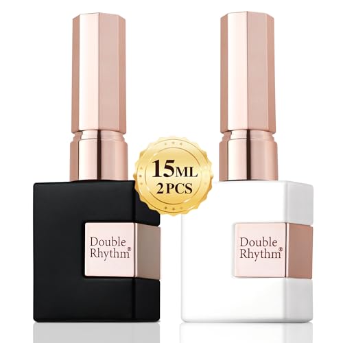 Double Rhythm 2 Pcs 15ml UV Gel Polish Set Pure White And Black Color Gel Nail Polish Kit Nail Art Salon DIY (2-A1015+A1093) Beauty and Personal Care Double Rhythm Default Title
