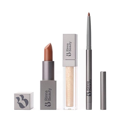 Rinna Beauty Icon Lip Kit - Showstopper- All-in-One Lip Kit Includes Lipstick, Lip Gloss, Lip Liner - Cool Brown look - Vegan, Long-Lasting, Beauty & Personal Care Rinna Beauty