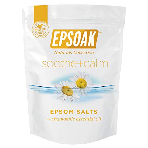 Epsoak Epsom Salt 2 lb. USP Magnesium Sulfate with Soothing + Calming Scent with Chamomile Resealable Epsom Salt Bag, Made in The USA, Cruelty-Free Beauty and Personal Care Epsoak