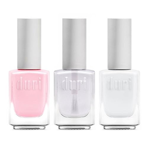 duri Nail Polish, GBD-105 Basic Beauty, French Manicure Classic 3 Piece Set, Tip, Base and Top Coat, Semi Sheer 309 Iced Roses, Quick Drying, Long Beauty & Personal Care duri
