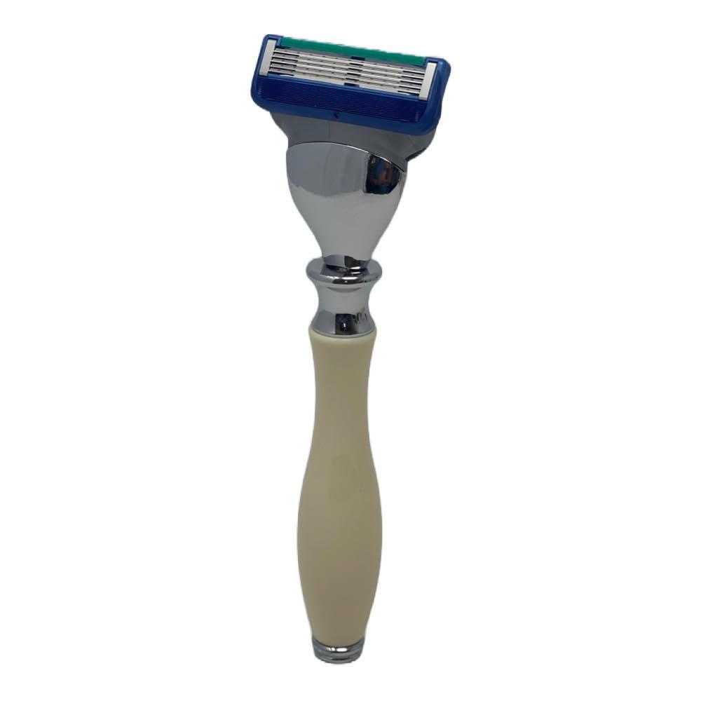 G.B.S Men's Shaving Set Five Blade Razor, Synthetic Brush and Razor Dual Stand, Ivory Shaving Mug with G.B.S Shave Soap Alum Block Travel Brush Tube Beauty and Personal Care G.B.S