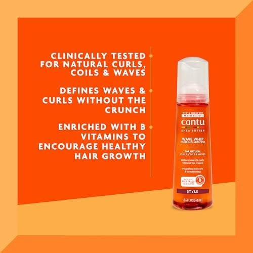Cantu Wave Whip Curling Mousse for Natural Hair with Pure Shea Butter, 8.4 fl oz (Pack of 2) Beauty & Personal Care Cantu