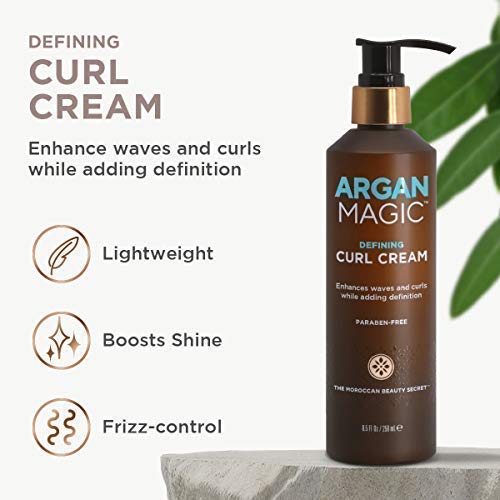 Argan Magic Defining Curl Cream & Hair Cream Oil Combo Pack - Enhances Waves & Curls, Adds Definition | Restores Manageability | Adds Silky, Glossy Beauty & Personal Care Argan Magic