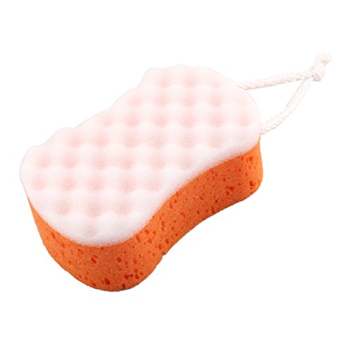 Ruilogod Sponge Home Bath Shower Rectangle Shaped Body Cleaning Pouf Scrubber Orange White (id: 89e e65 37c 6a4 9d8 Beauty and Personal Care Ruilogod