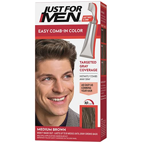 Just For Men Easy Comb-In Color Mens Hair Dye, Easy No Mix Application with Comb Applicator - Medium Brown, A-35, Pack of 1 Beauty & Personal Care Just for Men