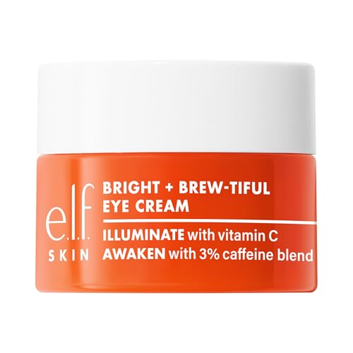 e.l.f. SKIN Bright + Brew-tiful Eye Cream Mini, Helps Brighten Appearance Of Undereye Dark Circles & Repair Puffiness, Vegan Beauty & Personal Care e.l.f.