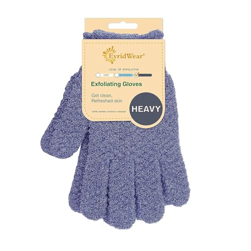 Evridwear Exfoliating Dual Texture Bath Gloves for Shower, Spa, Massage and Body Scrubs, Dead Skin Cell Remover, Gloves with Hanging Loop (1 Pair Beauty and Personal Care Evridwear