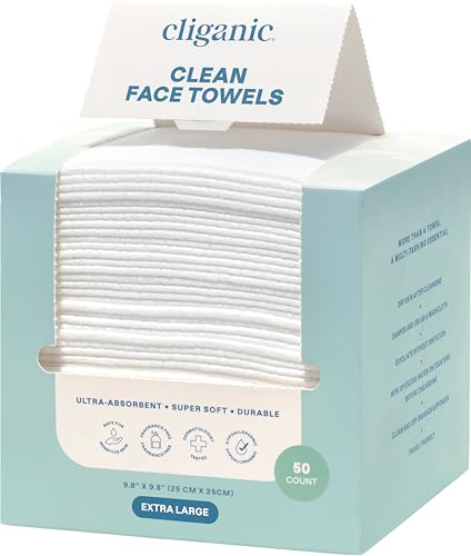 Cliganic Clean Face Towels XL, Disposable, Ultra-Absorbent, Hypoallergenic & Soft - Makeup Remover Dry Wipes, Pamper Your Face, Feel Fresh & Radiant Beauty and Personal Care Cliganic Default Title