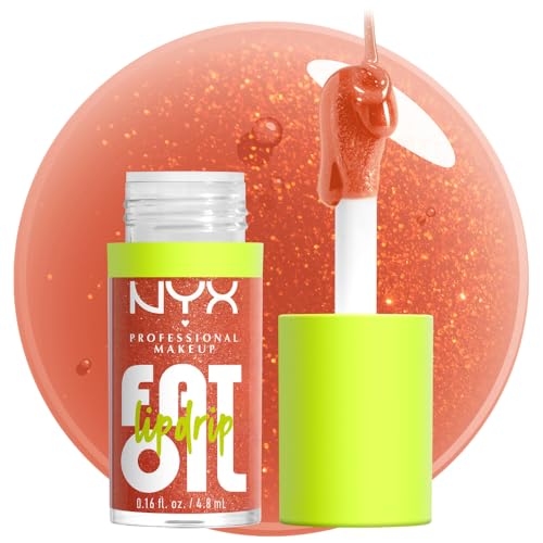 NYX PROFESSIONAL MAKEUP Fat Oil Lip Drip, Moisturizing Lip Oil Gloss, Vegan Tinted Formula, Up to 12 HR Hydration - Follow Back (Shimmering Warm Nude) Beauty & Personal Care NYX PROFESSIONAL MAKEUP