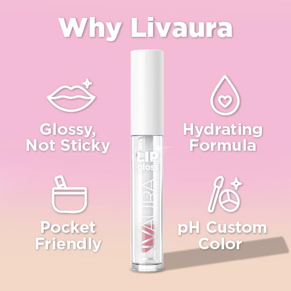 LIVAURA Tinted Lip Gloss for Women, pH Activated Hydrating, Moisturizing, Shiny Lipgloss, Non Sticky LipGloss, Glossy Lip Tint, Lip Shine, Smooth Lip Beauty & Personal Care LIVAURA