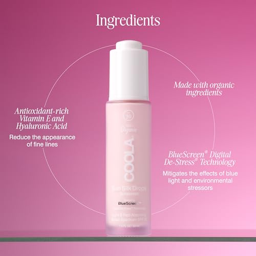 COOLA Organic Sun Silk Drops and Face Moisturizer with SPF 30, Dermatologist Tested Sunscreen with Plant-Derived BlueScreen Digital De-Stress Beauty & Personal Care COOLA