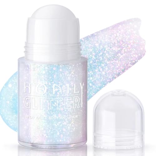 HOSAILY Roll-on Holographic Body Glitter Gel for Face Hair, Chameleon Color Changing Glitter Gel Under Light, Chunky Mermaid Sequins Festival Party Beauty and Personal Care HOSAILY Default Title