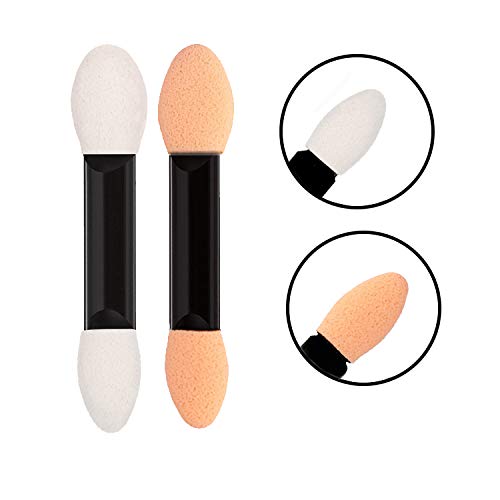 GTVIA 100 Pack Disposable Double Sided Sponge Makeup Eyeshadow Brush Tipped Cosmetic Makeup Eye shadow Applicators Brush (Skin and White) Beauty & Personal Care GTVIA
