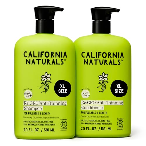 California Naturals Re:GRO Anti-Thinning Shampoo & Conditioner Set, Biotin, Caffeine & Rosemary Oil, Hair Loss & Thinning Support for Women and Men Beauty & Personal Care California Naturals