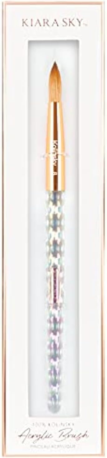 Kiara Sky Acrylic Brush #8 - Clear | 100% Pure Kolinsky | Crystal Cut Handle and Acetone Resistant Beauty & Personal Care KIARA SKY