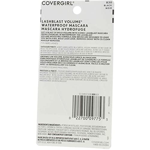 CoverGirl Lash Blast Waterproof Volume Mascara, Black [830] 0.44 oz (Pack of 5)