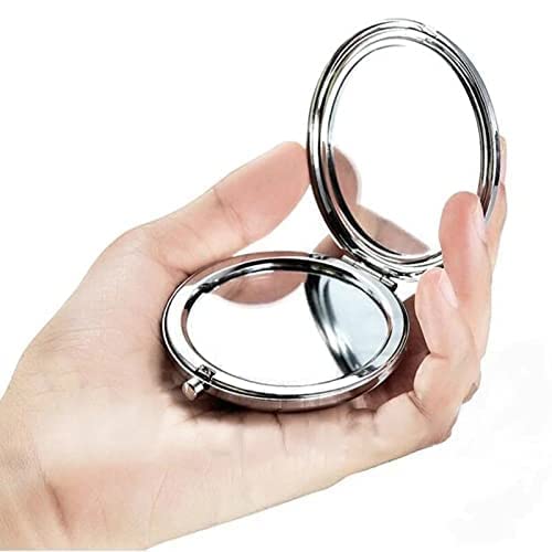 mpowtech Blue Magnifying Compact Mirror for Purse - 1x/2x Magnification Travel Makeup Mirror,Small Flower Pocket Mirrors,Handheld 2-Sided Portable Beauty & Personal Care mpowtech