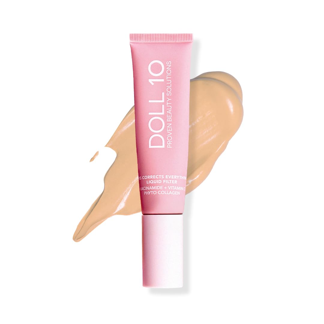 DOLL 10 TCE Liquid Filter - CC Cream Foundation - Liquid Foundation - Lightweight Tinted Moisturizer & Skin Tint - Blurs Pores & Fine Lines - Vegan -