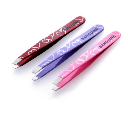 Professional Eyebrow Tweezers, Slanted, Hair Removal Tweezers, Purple Heart Tweezer (Red-Hearts) Beauty and Personal Care Sanguine