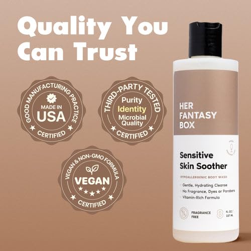 Her Fantasy Box | Sensitive Skin Soother Gentle Body Wash - Fragrance-Free Probiotic Cleanser with Chamomile, pH Balanced, Vegan & Cruelty Free, 8 oz Beauty & Personal Care Her Fantasy Box