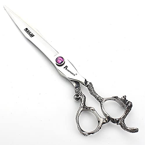 6/7/7.5/8/9 inch scissors silver professional hairdresser hair cut and trim diluted sharp 440C steel (7 inch flat shear-A)