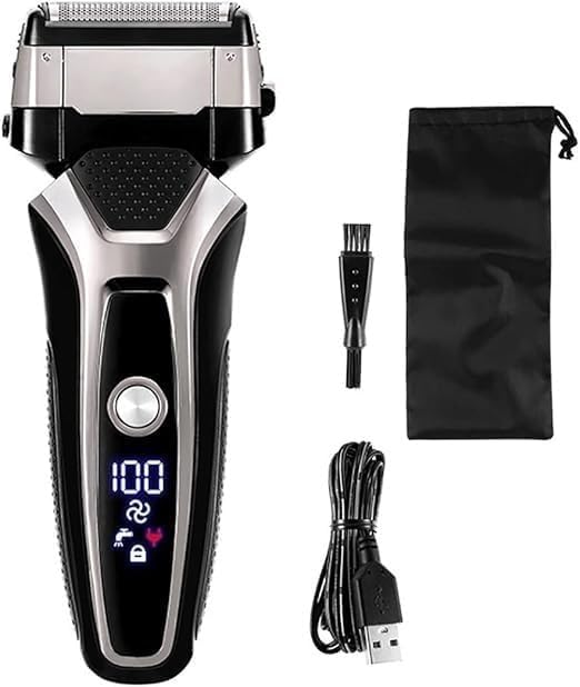 CYRMPQ Men's Shaver, USB Rechargeable Electric Shaver Stainless Steel Shaving Machine for Men 3D Triple Floating Blade Razor Shaver Barber Electric Beauty and Personal Care CYRMPQ