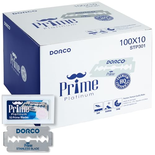 Dorco STP301 Prime Platinum Extra Double Edge Razor Blades 1000 Count, Premium Stainless Steel Shaving Blades, Super Sharp for Smooth, Precise Shave Beauty and Personal Care DORCO