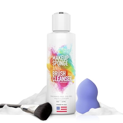 IMPRESA Makeup Sponge & Powder Puff Cleaner Soap - 8 Fl Oz Deep Stain Removal & Brush Cleaning Solution - Gentle Care & Makeup Sponge Cleaner Beauty & Personal Care IMPRESA