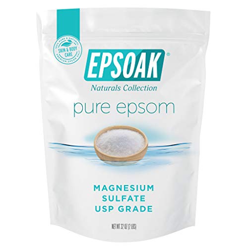 Epsoak Epsom Salt 2 lb. Magnesium Sulfate USP. Resealable Epsom Salt Bag Unscented, Made in The USA, Cruelty-Free Certified Beauty and Personal Care Epsoak