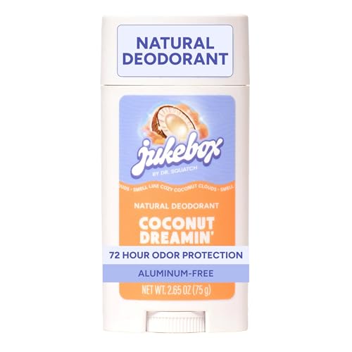 Jukebox Natural Women’s Deodorant - Aluminum Free, 72 Hour Odor Protection - Made with Arrowroot, Charcoal & Postbiotics - Coconut Dreamin', 2.65 oz Beauty and Personal Care JUKEBOX